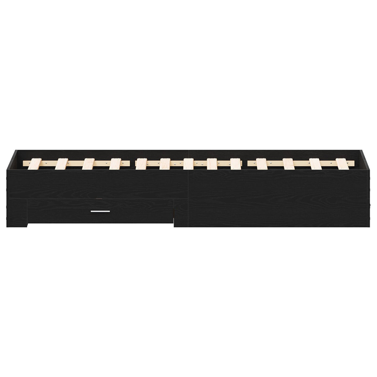 Bed Frame With Drawers Black Oak 120X190 Cm Engineered Wood