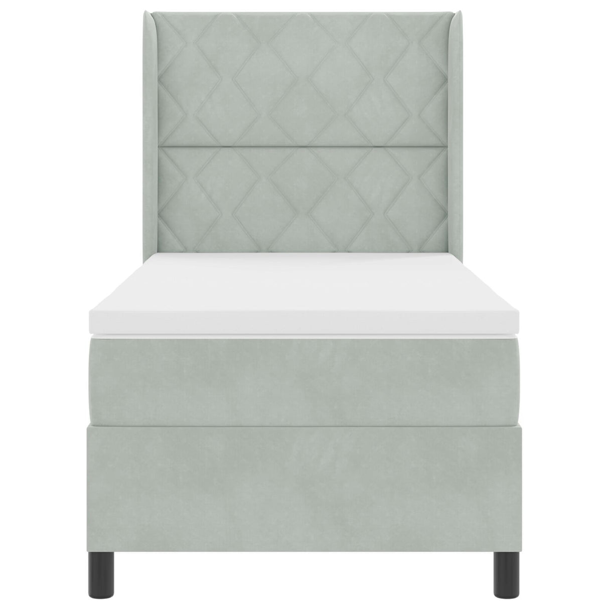 Box Spring Bed With Mattress & Led Light Grey 90X190 Cm Velvet