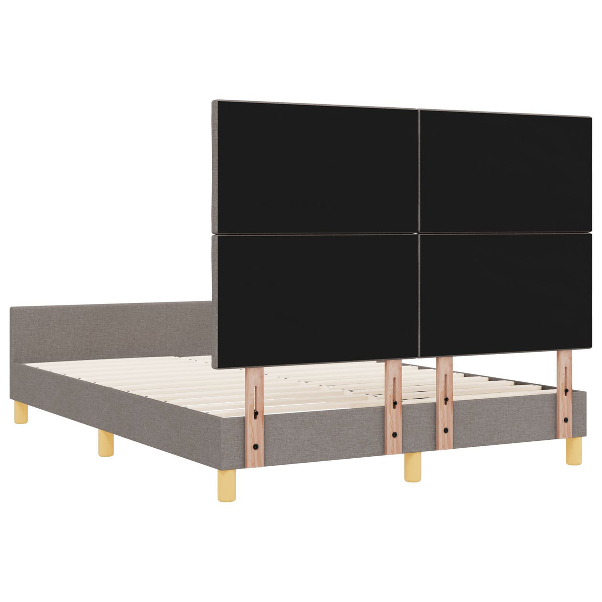 Bed Frame In Taupe, 140X190 Cm, Fabric