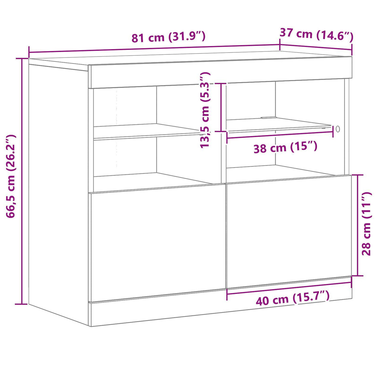 Sideboard With Led Lights Artisan Oak 81X37X67 Cm