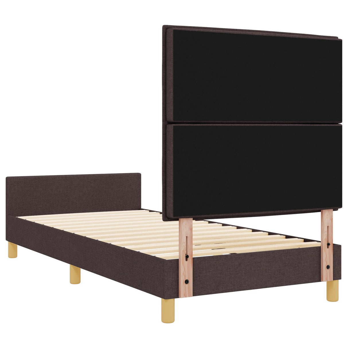 Bed Frame In Dark Brown, 90X190 Cm, Fabric