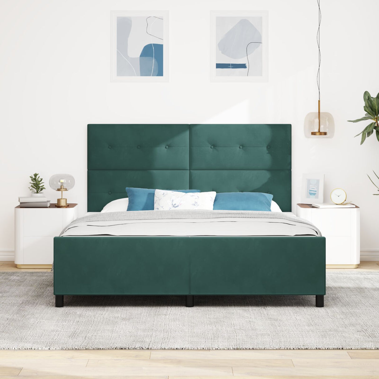 Bed Frame Dark Green 180X200 Cm Velvet