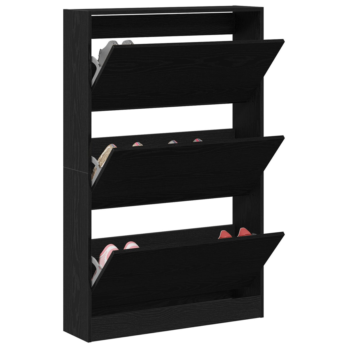 Shoe Cabinet Black Oak 80X21X125,5 Cm Engineered Wood