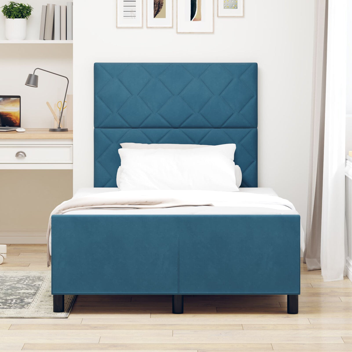 Bed Frame Dark Blue 120X200 Cm Velvet