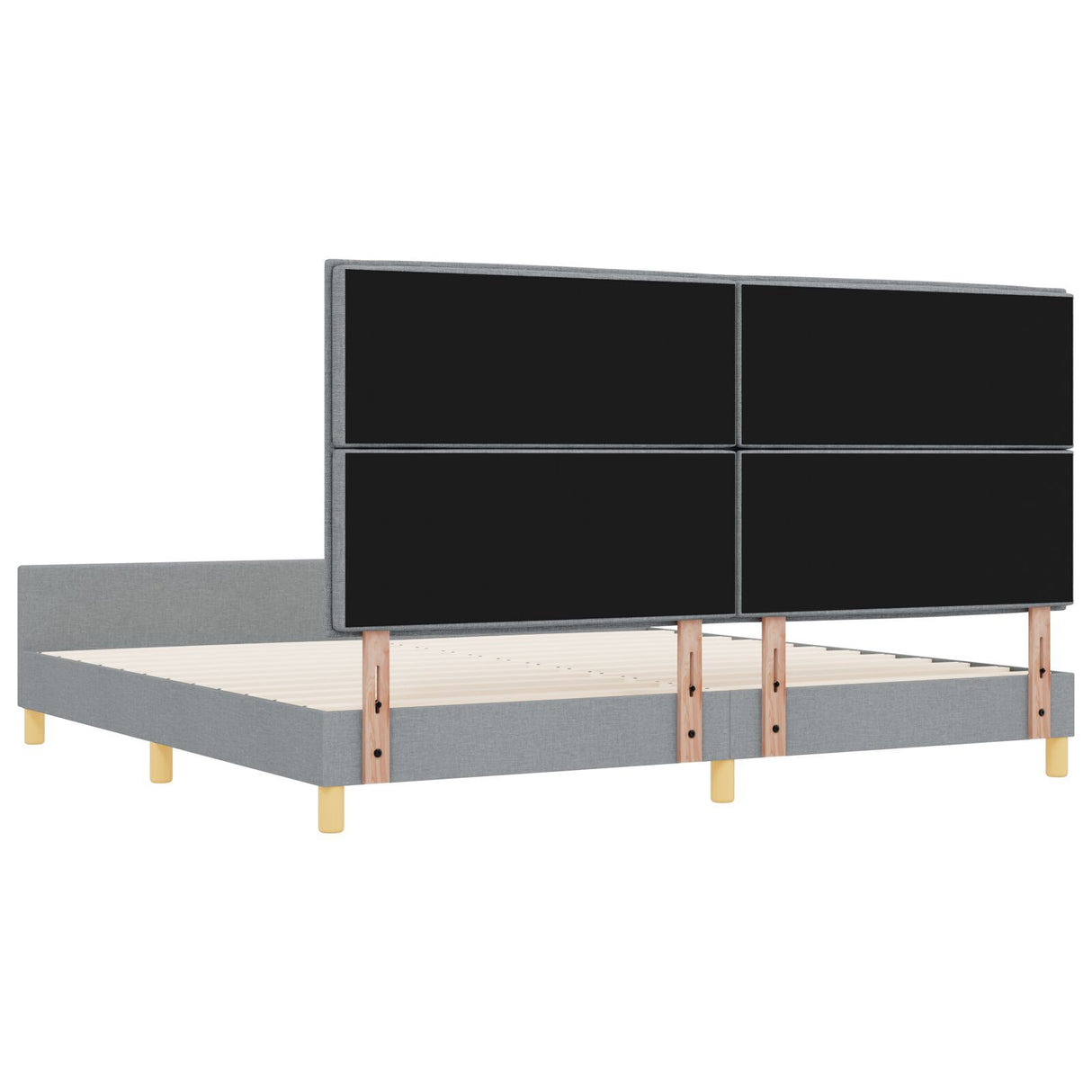 Bed Frame In Light Grey, 200X200 Cm, Fabric