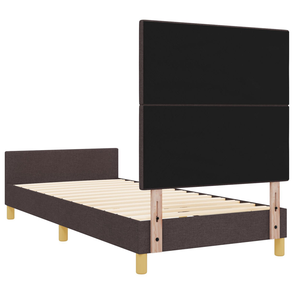 Bed Frame Dark Brown 100X200 Cm Fabric