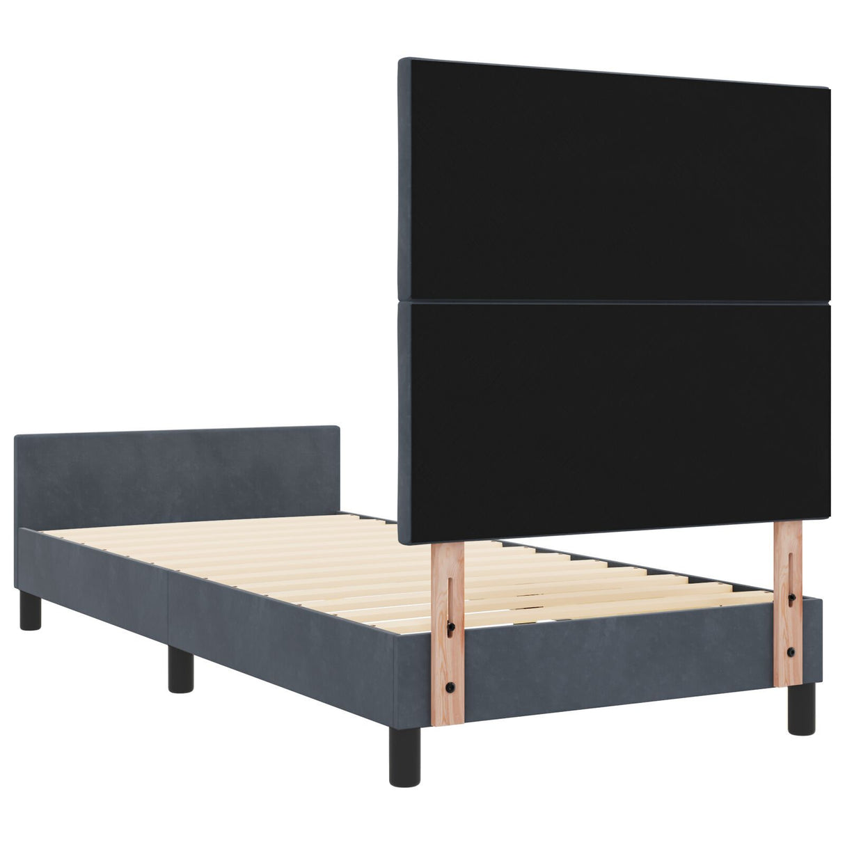 Bed Frame Dark Grey 100X200 Cm Velvet