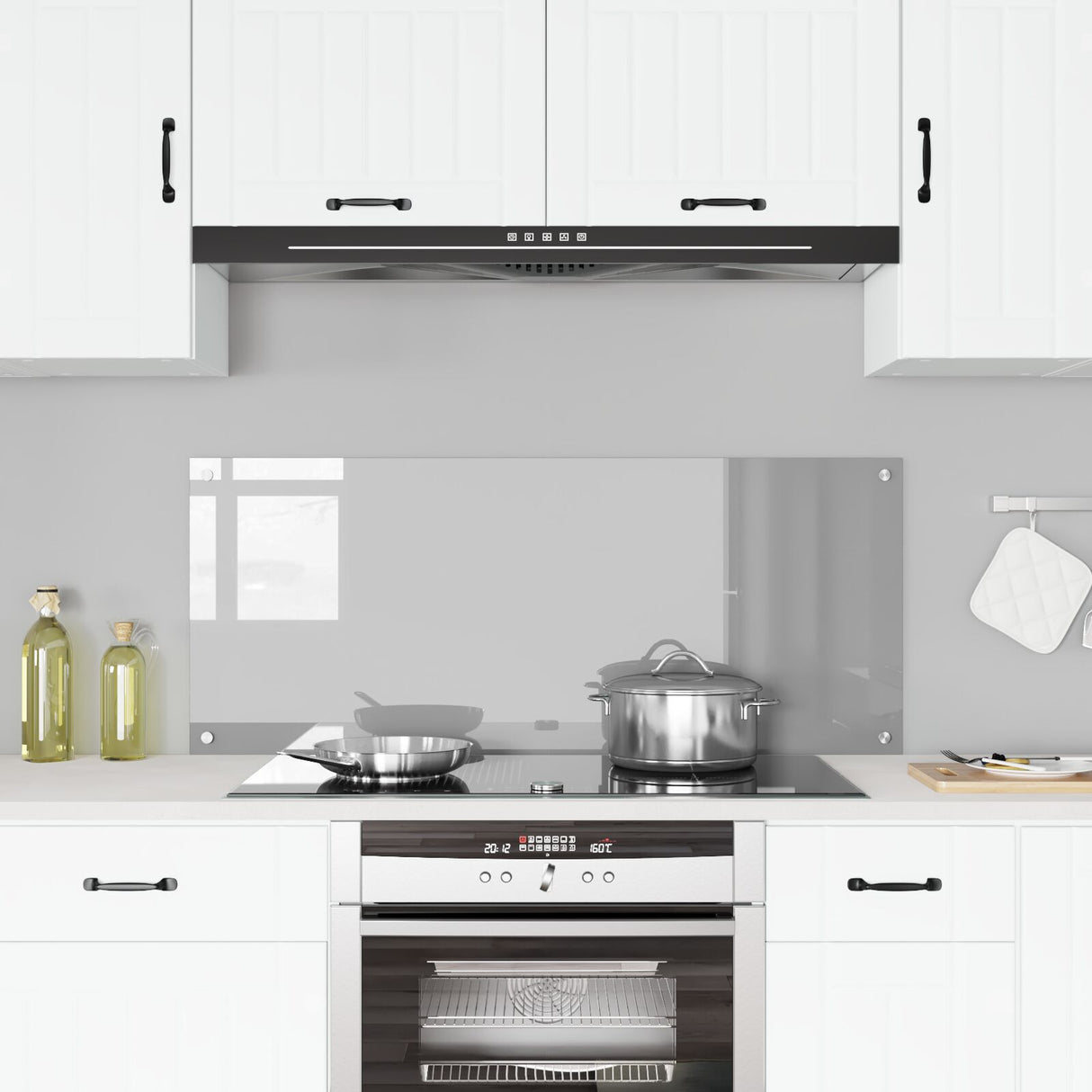 Kitchen Backsplash Light Grey 120X50X0.6 Cm Tempered Glass