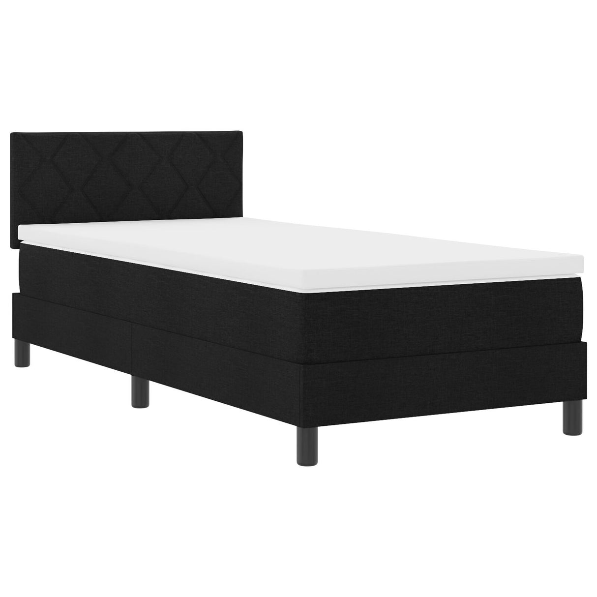 Box Spring Bed With Mattress & Led Black 90X200 Cm Fabric