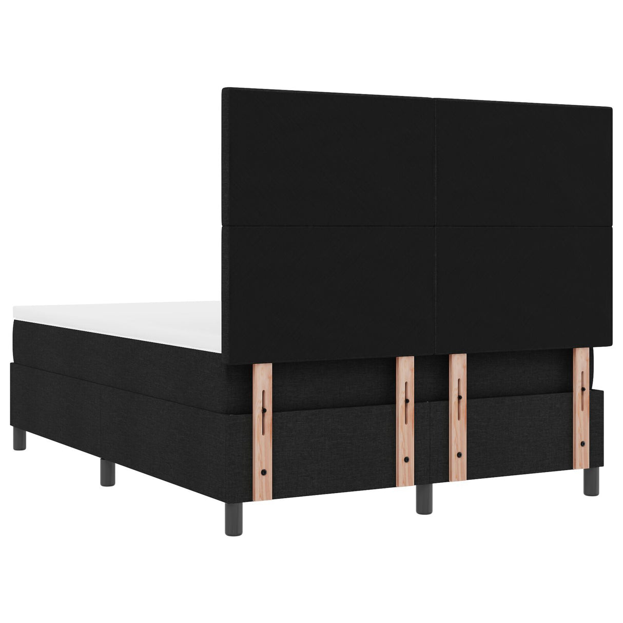 Box Spring Bed With Mattress & Led Black 160X200 Cm Fabric