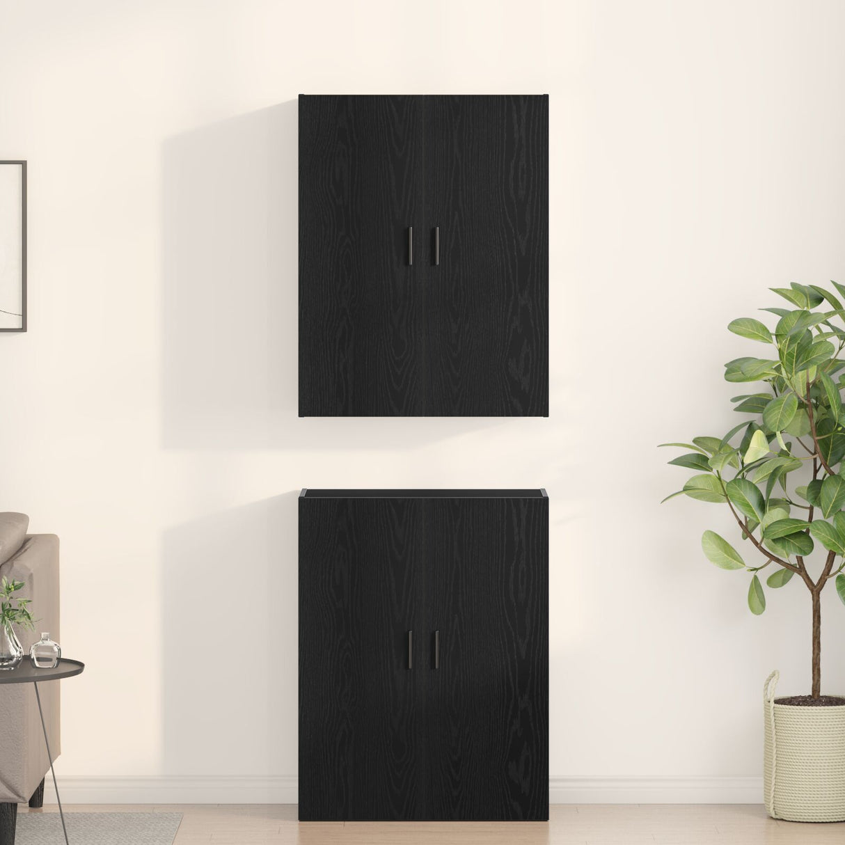 Cabinets 2 Pcs Black Oak 69,5X34X180 Cm Engineered Wood