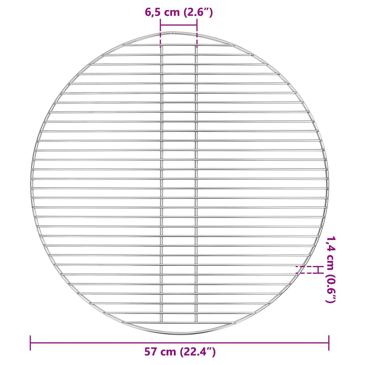 Bbq Grill Grate Silver Ø57 Cm Stainless Steel