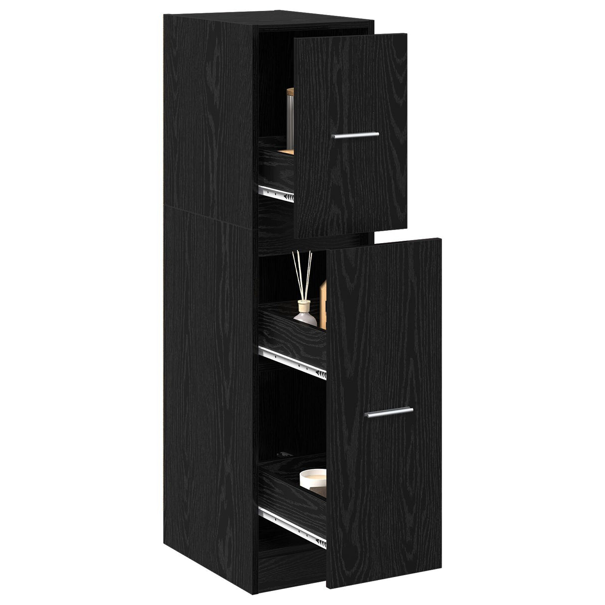 Apothecary Cabinet Black Oak 30X41X118 Cm Engineered Wood