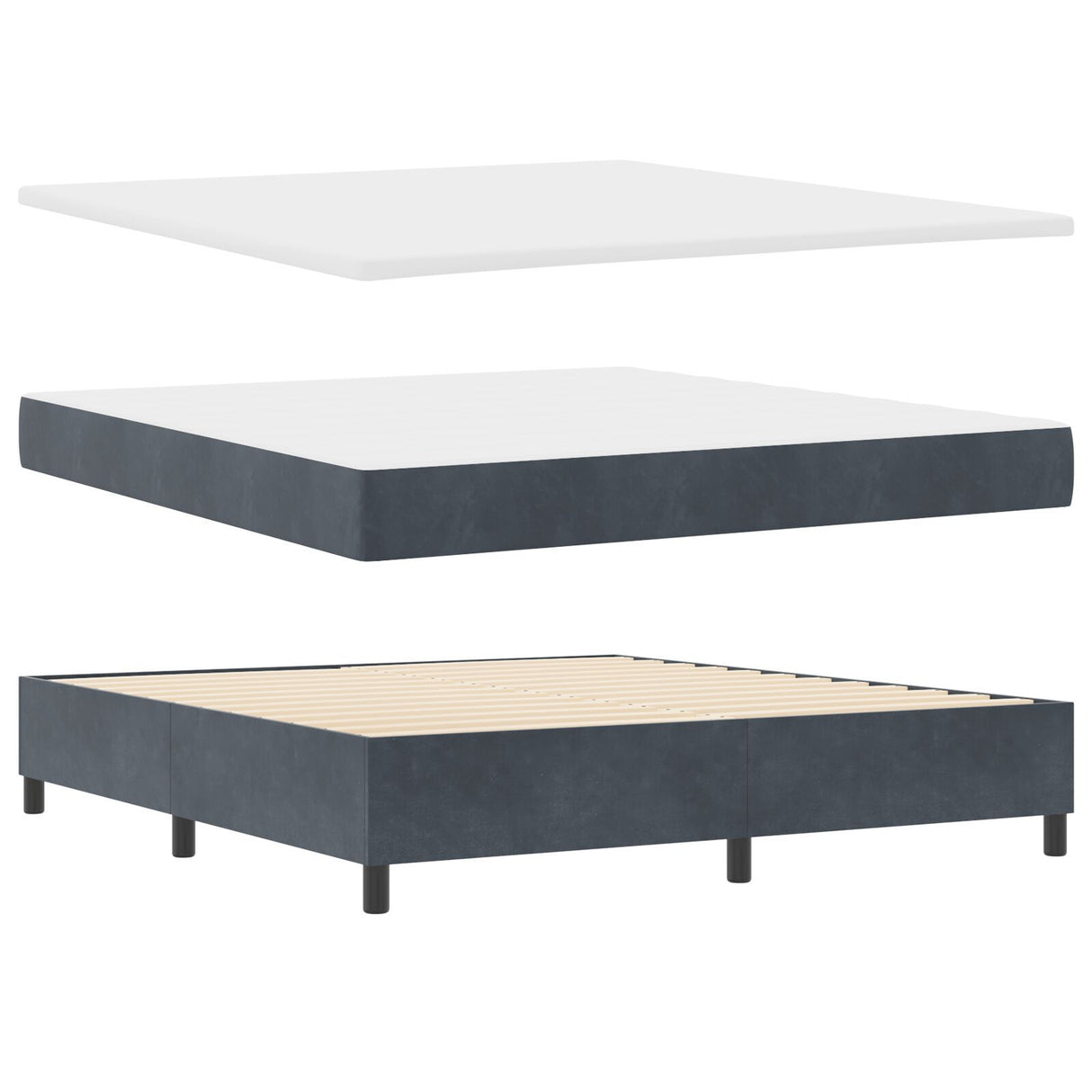 Box Spring Bed With Mattress Dark Grey 180X200 Cm Velvet