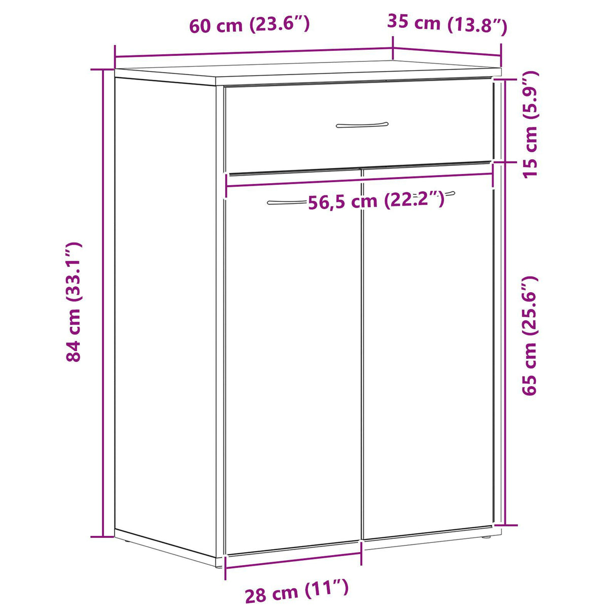 Shoe Cabinet - Black Oak, 60X35X84 Cm, Made Of Engineered Wood