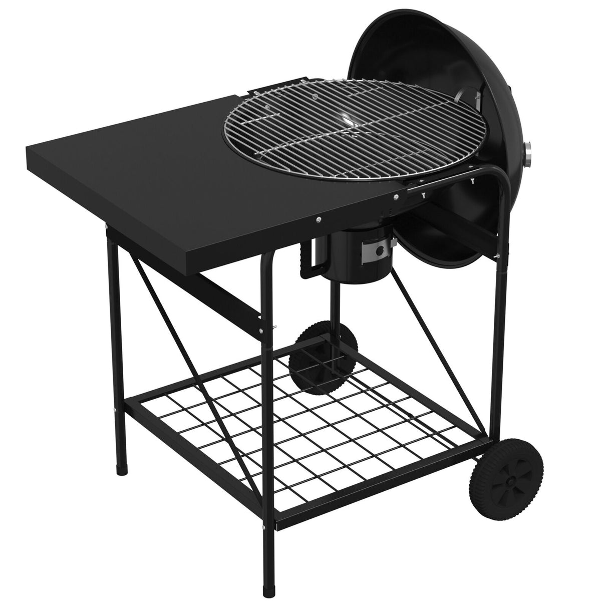 Charcoal Grill Cart With Lid Black 96X72X113 Cm Metal
