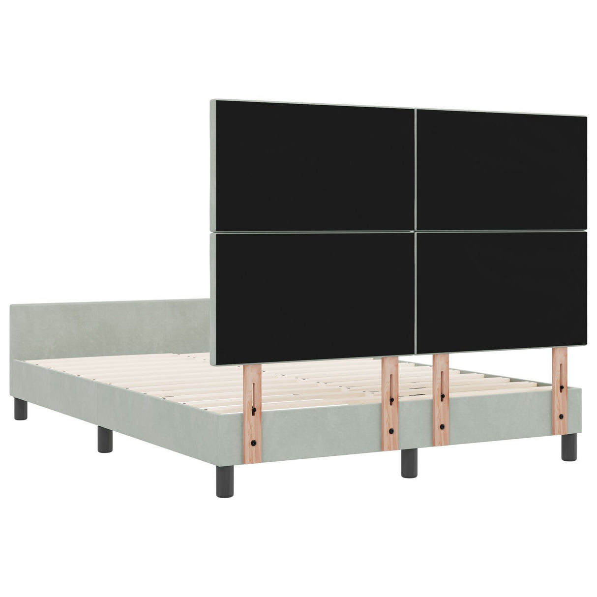 Bed Frame Light Grey 140X190 Cm Velvet