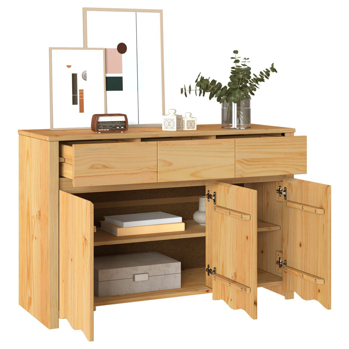 Sideboard "Drammen" 114X43X75,5 Cm Solid Wood Pine