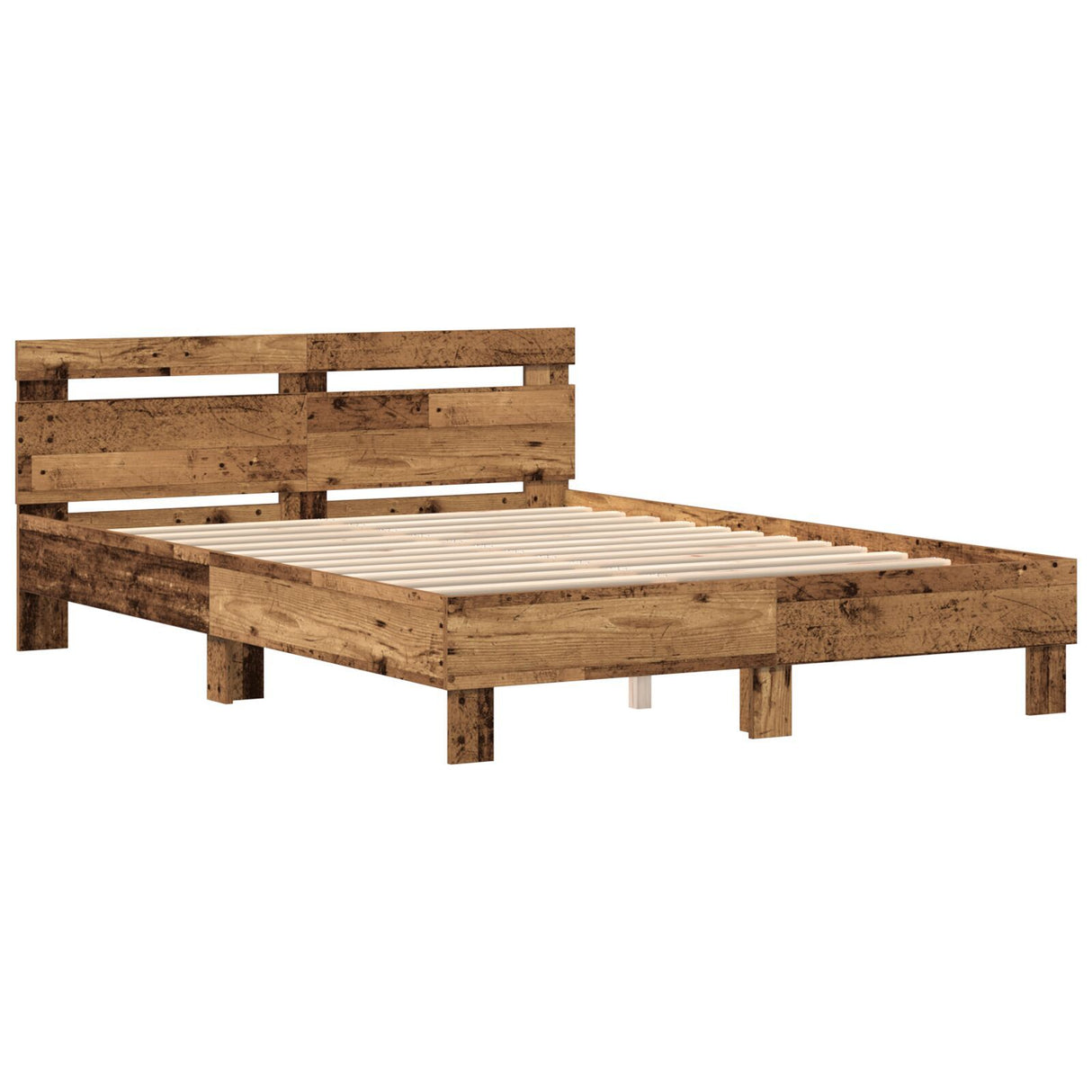 Wood Bed Frame Reclaimed Wood 140 X 190 Cm Convertible Bed Frame