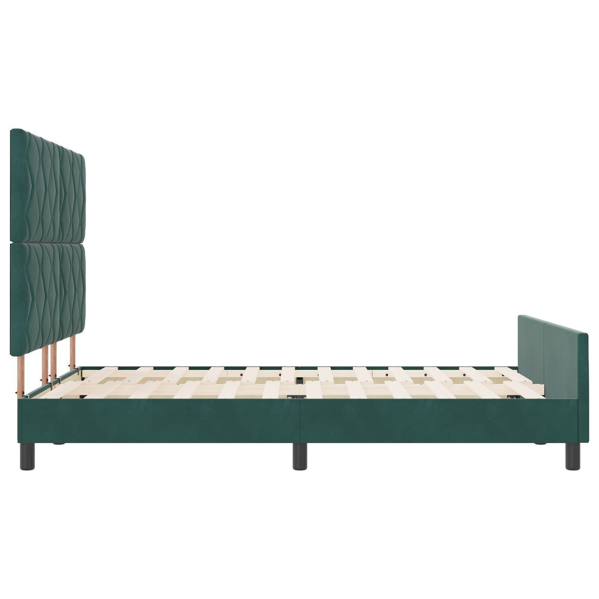 Bed Frame Dark Green 140X190 Cm Velvet