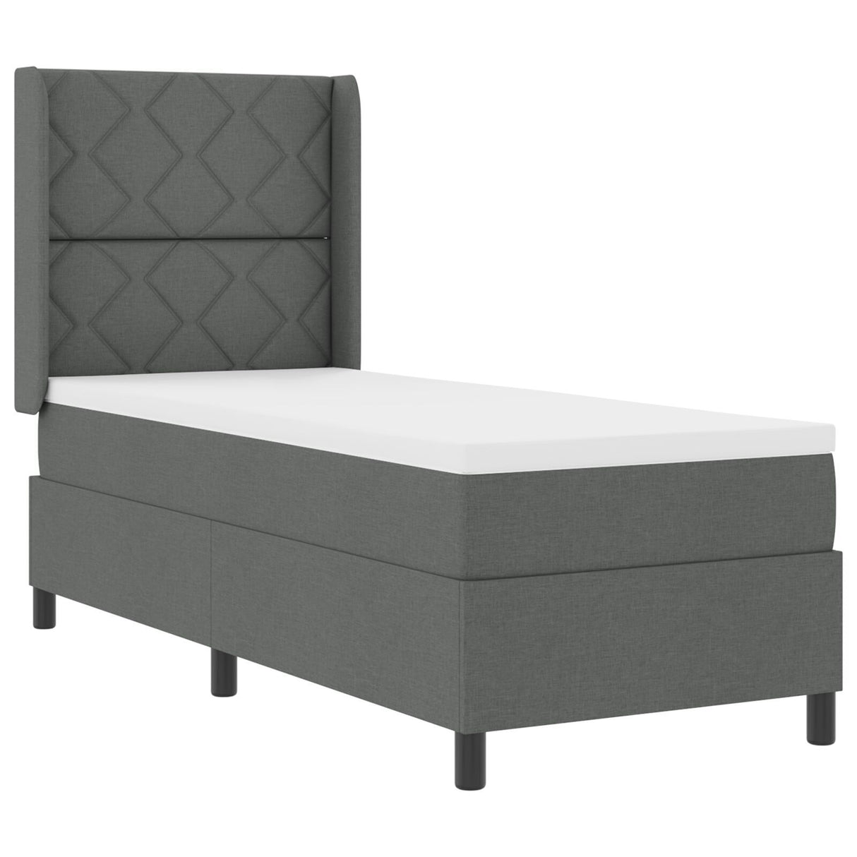 Box Spring Bed With Mattress & Led Dark Grey 90X190 Cm Fabric