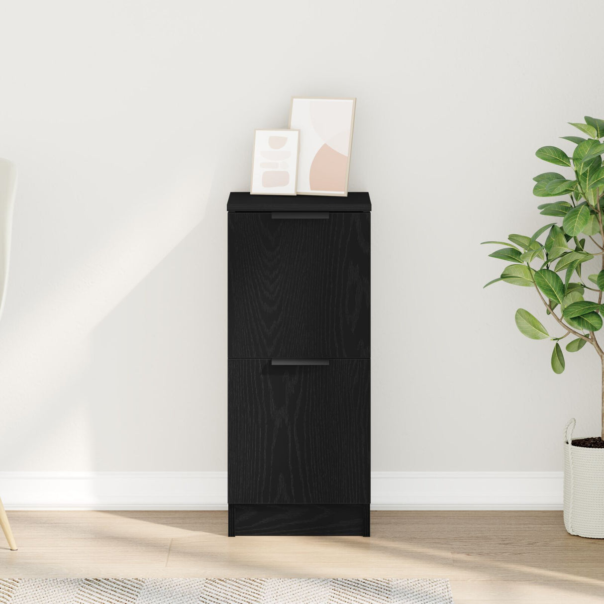 Black Oak Sideboard - 30X30X70 Cm, Made From Engineered Wood