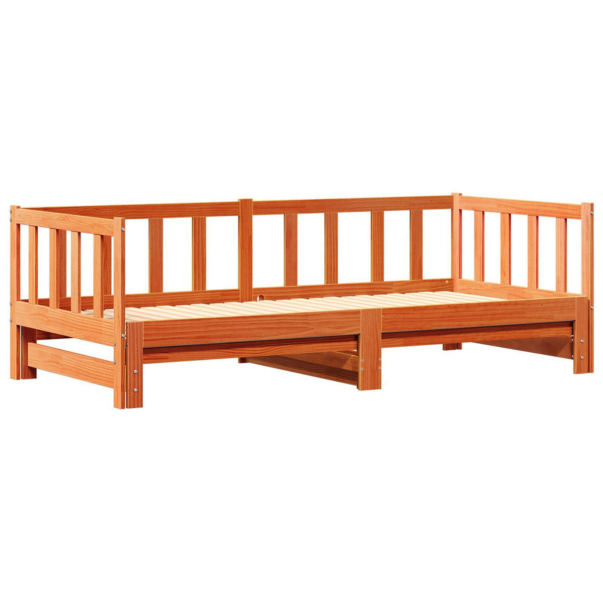 Day Bed With Trundle Wax Brown 180X200 Cm Solid Wood Pine