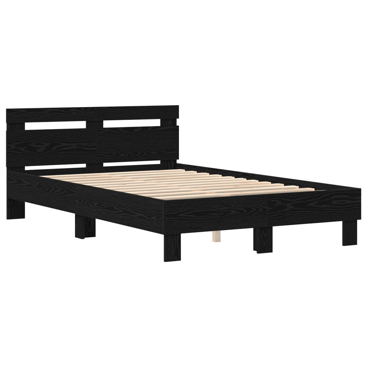 Solid Bed Frame Black Oak Solid Wood 120 X 200 Cm Durable