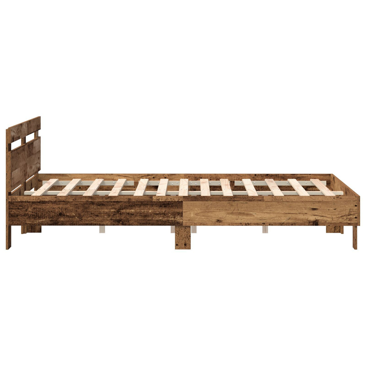 Wood Bed Frame Reclaimed Wood 140 X 190 Cm Convertible Bed Frame
