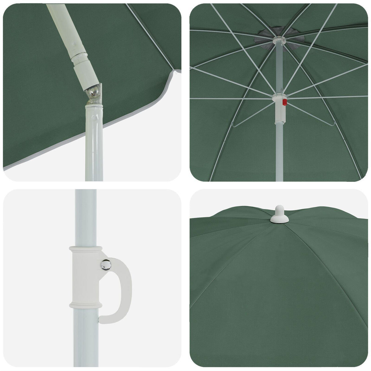 Beach Parasol With Metal Pole Green 161X193 Cm Polyester