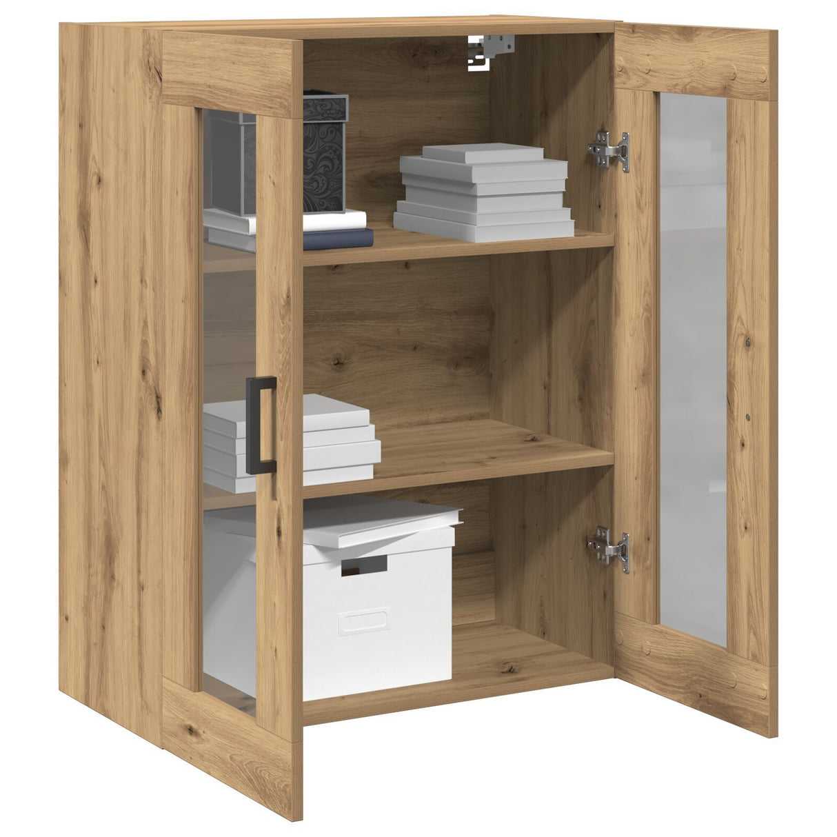 Wall-Mounted Cabinet With Glass Doors Artisan Oak 69.5X34X90 Cm