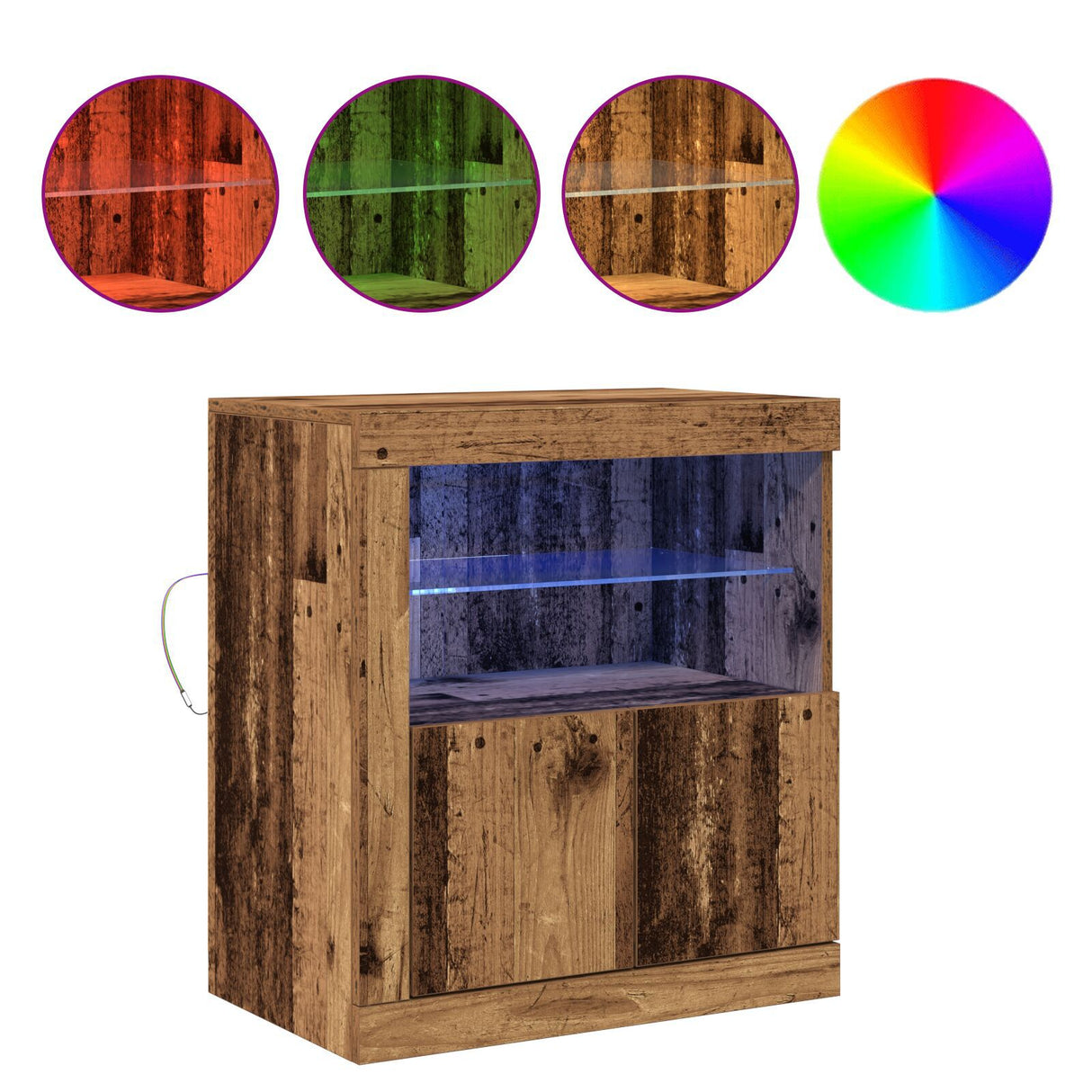 Sideboard With Led Lights Old Wood 60,5X37X67 Cm