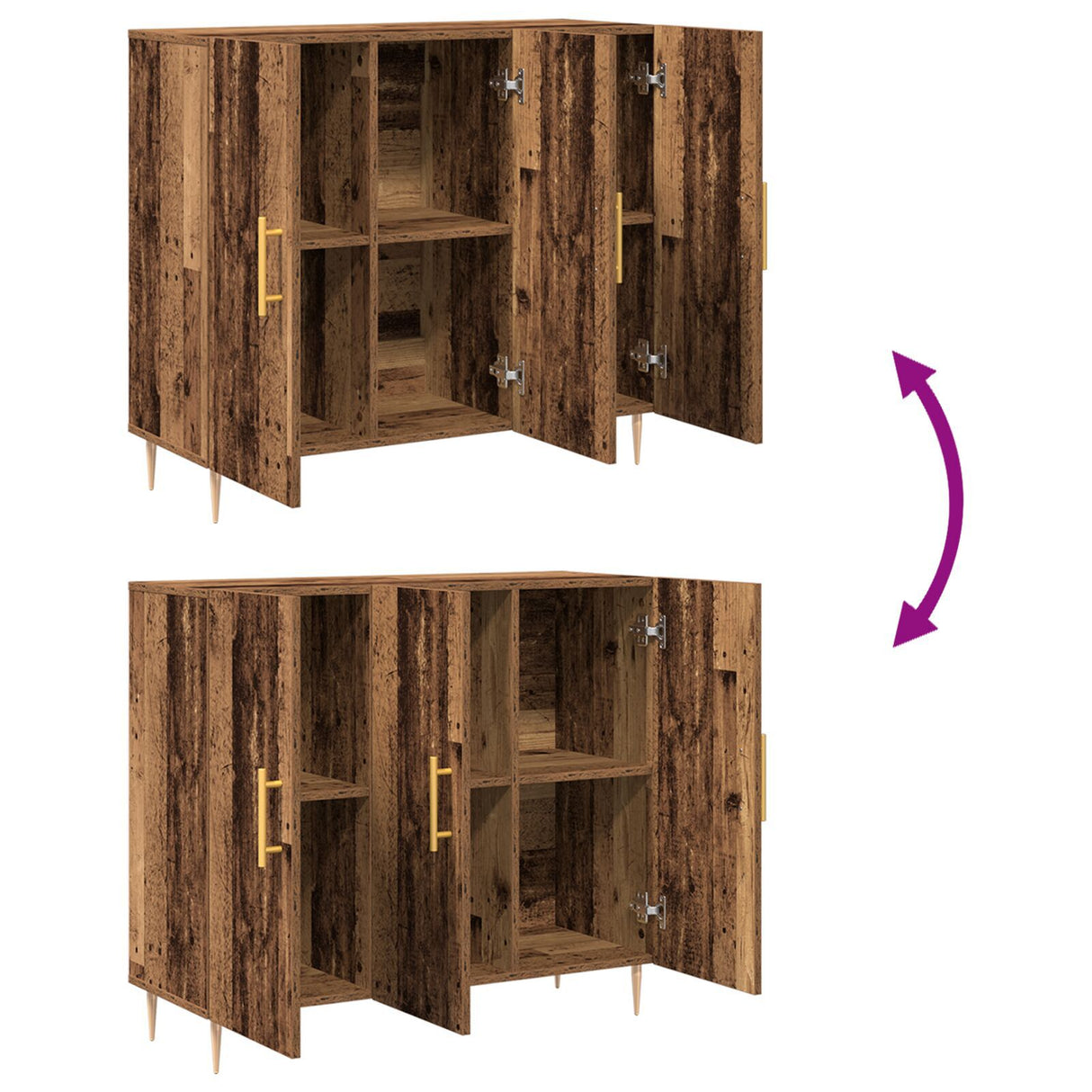 Sideboard In Old Wood, 90X34X80 Cm, Made Of Engineered Wood