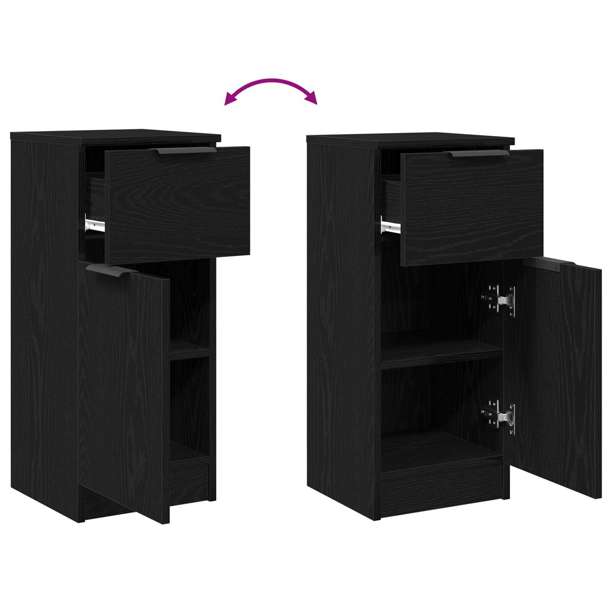 Sideboard Black Oak 30X30X70 Cm Engineered Wood