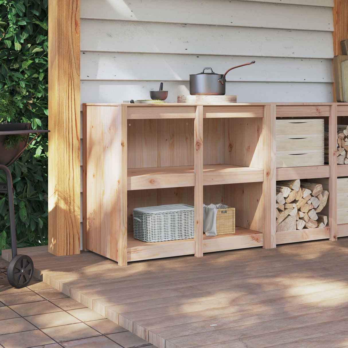 Outdoor Kitchen Cabinet 106X55X92 Cm Solid Wood Pine