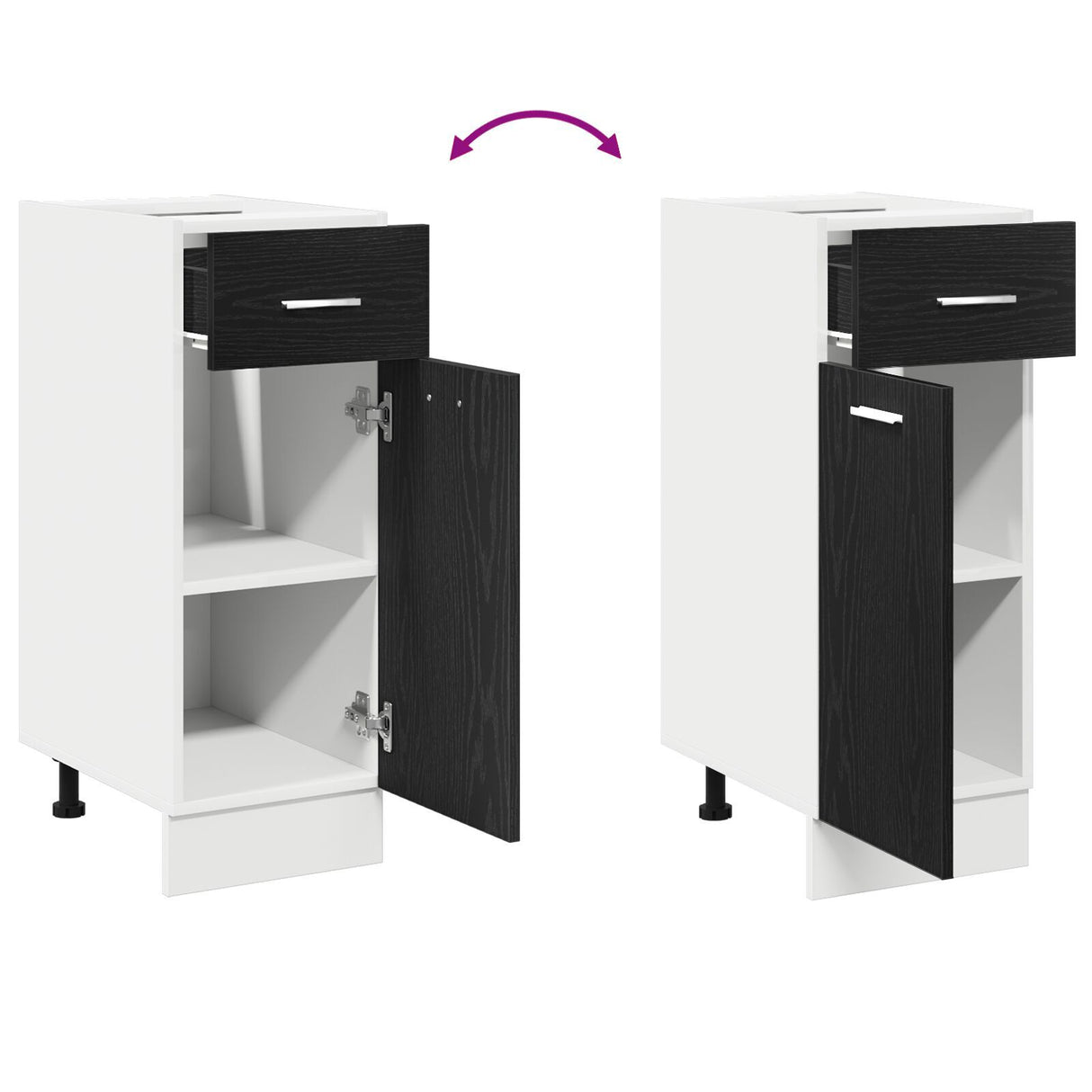 Black Oak Drawer Bottom Cabinet - 30X46X81.5 Cm, Made From Engineered Wood