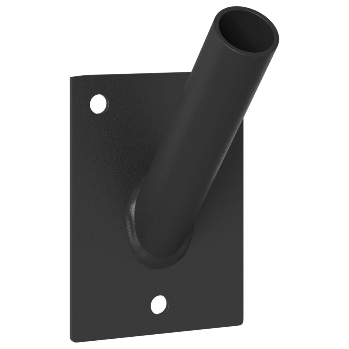 Flag Pole Holder For One Flag - Wall-Mounted, Black Steel