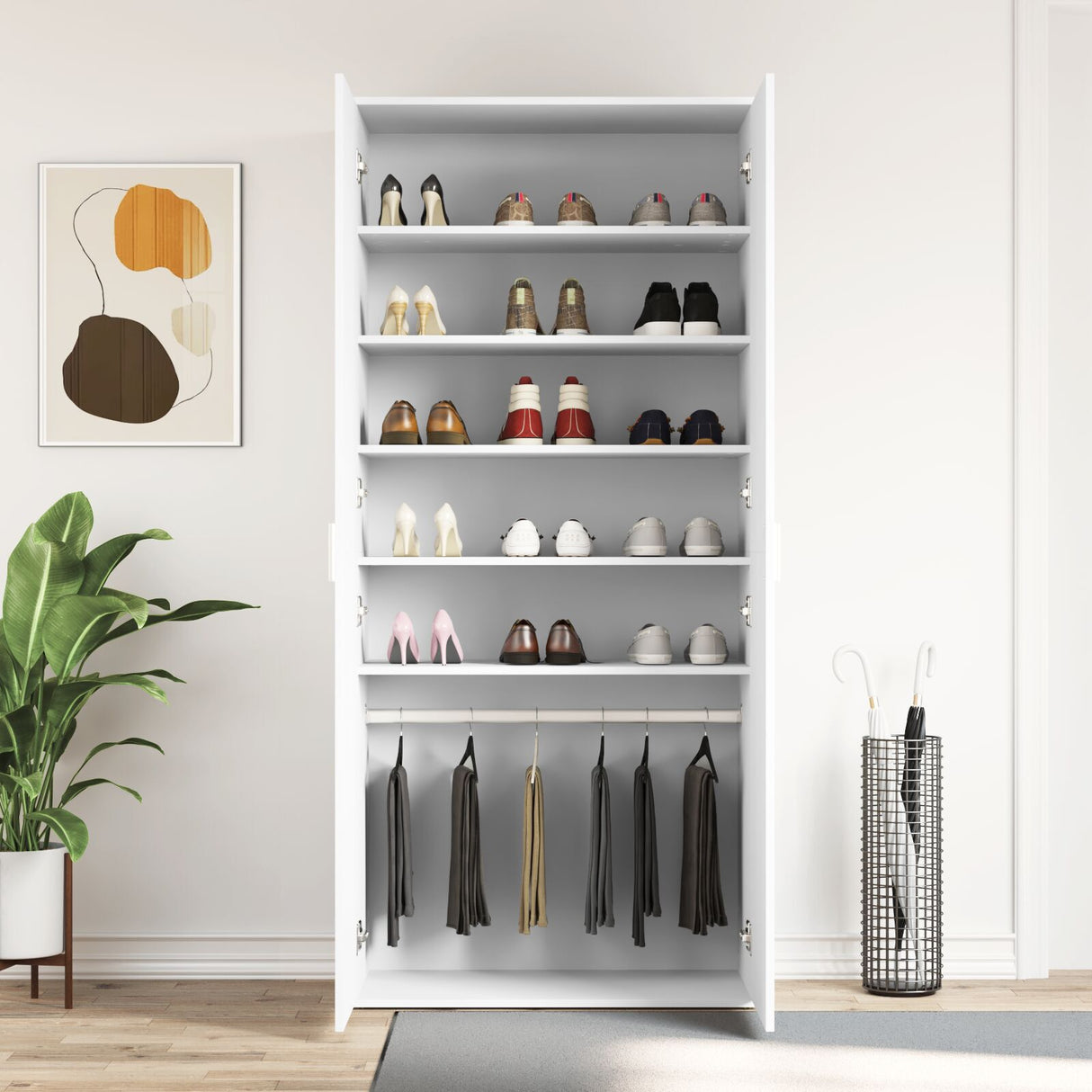 Shoe Cabinet 80X39X180 Cm Engineered Wood