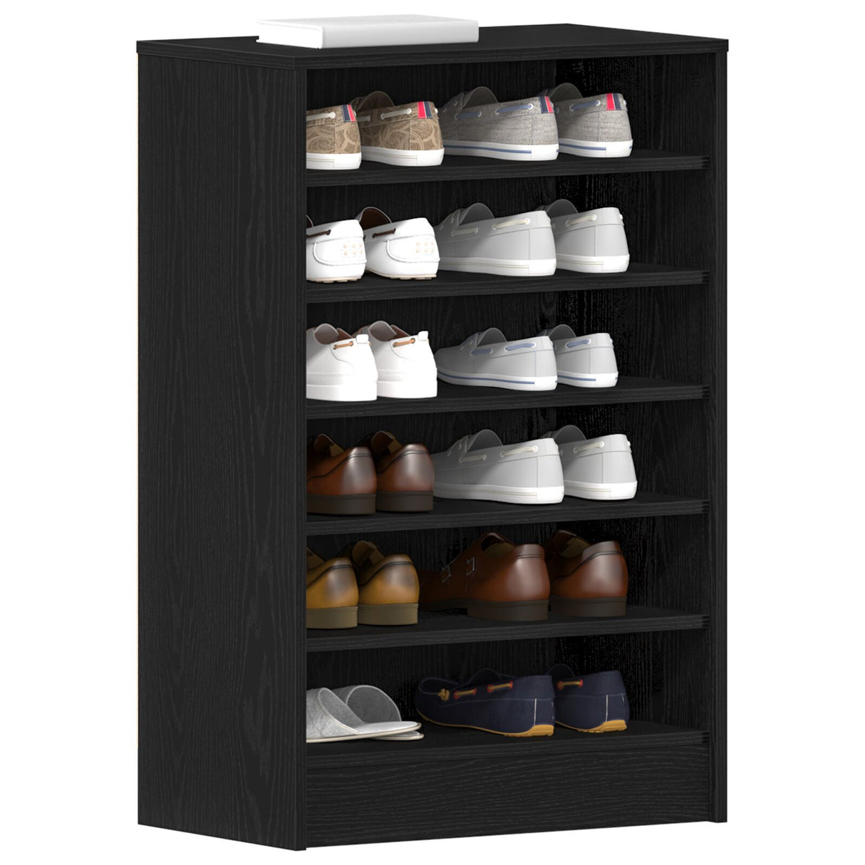 Shoe Cabinet In Black Oak, 60X35X92 Cm, Made Of Engineered Wood