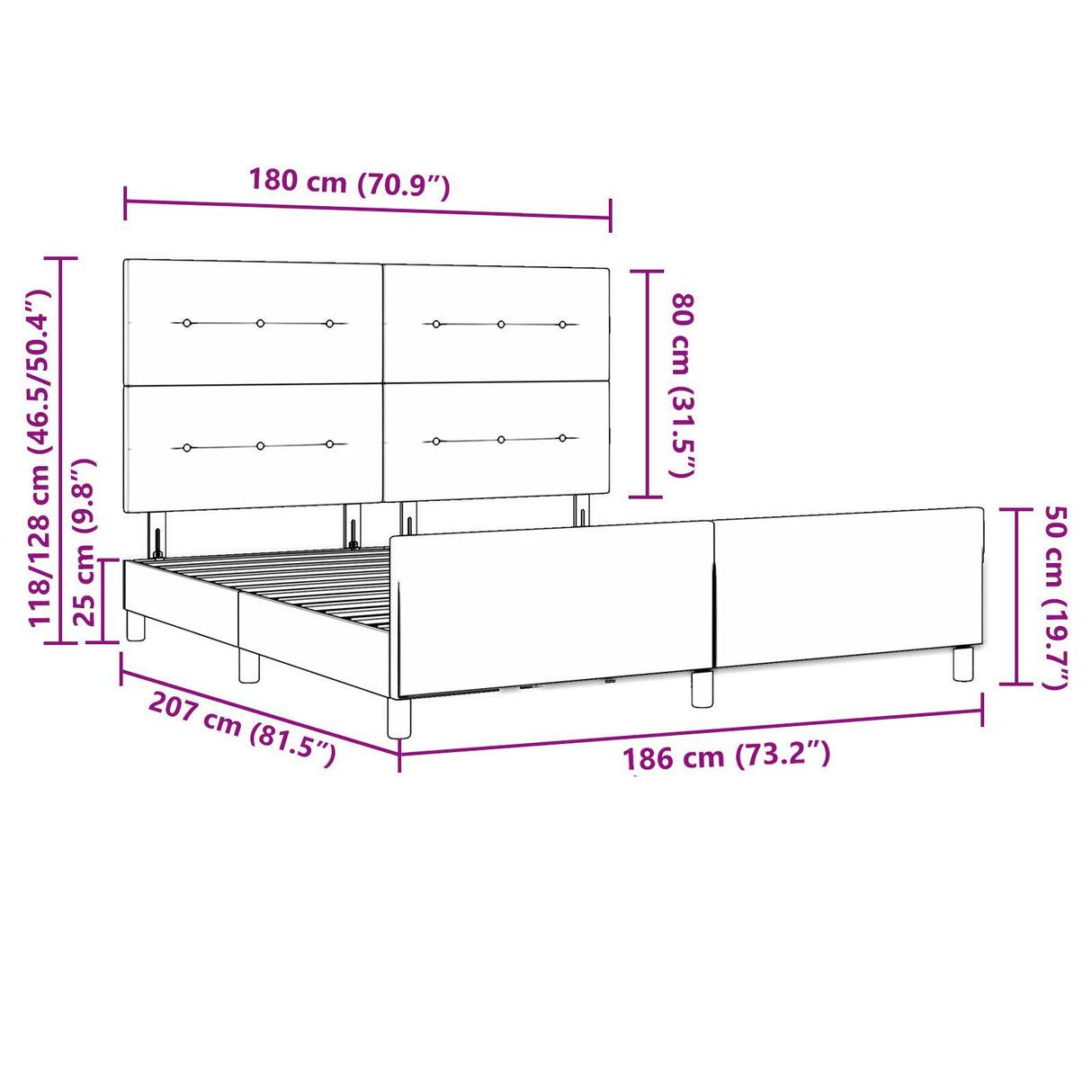 Bed Frame Light Grey 180X200 Cm Velvet
