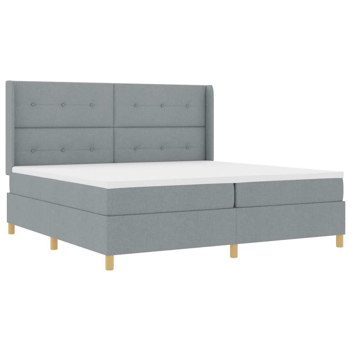 Box Spring Bed With Mattress Light Grey 200X200 Cm Fabric