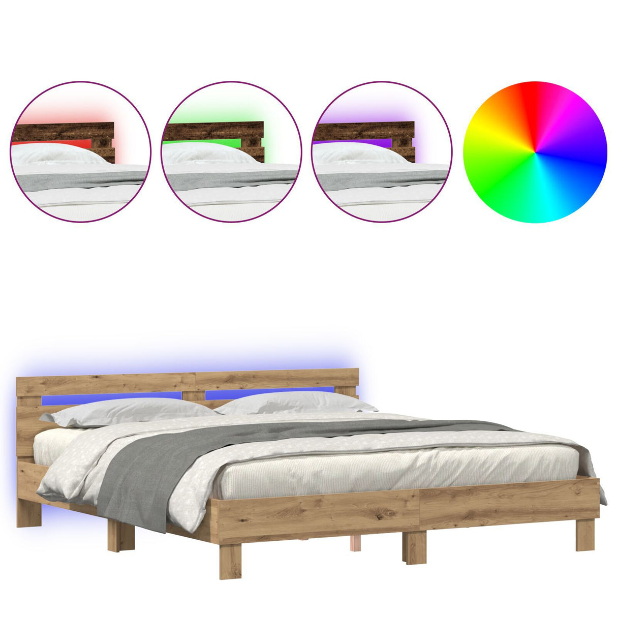 Wood Bed Frame Artisan Oak Solid Oak Wood 200 X 200 Cm Bed Frame