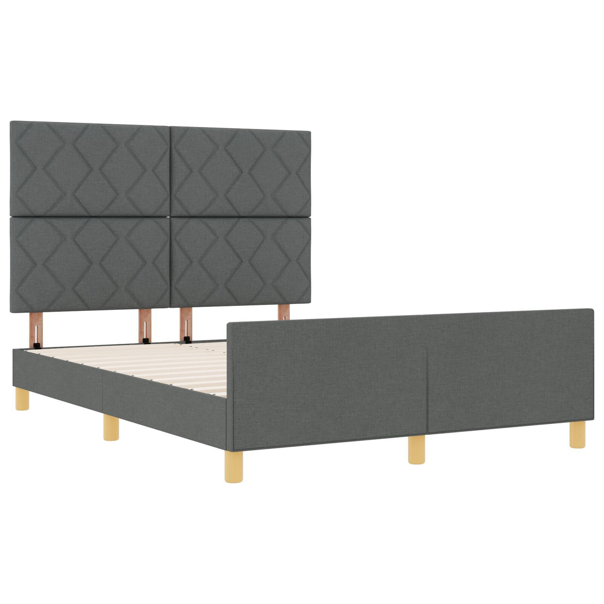 Bed Frame In Dark Grey, 140X200 Cm, Fabric