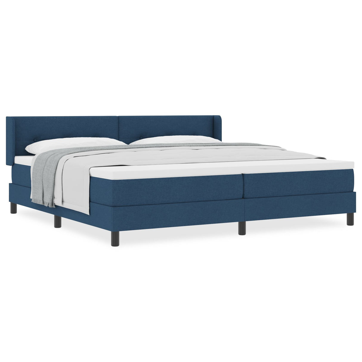 Box Spring Bed With Mattress Blue 200X200 Cm Fabric, Headboard Button Tufted Blue 200 Cm Fabric