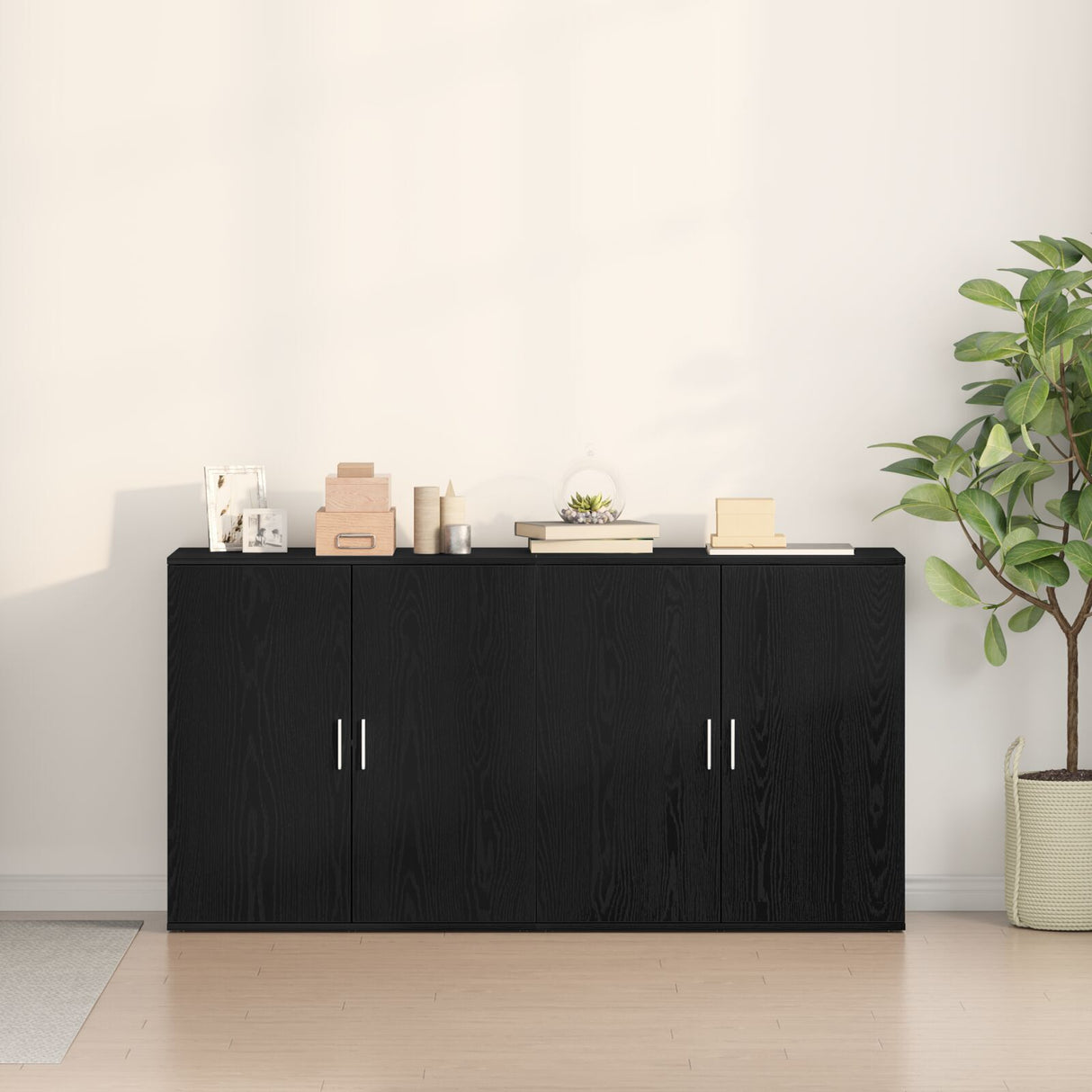 Sideboards 2 Pcs Black Oak 79X38X80 Cm Engineered Wood