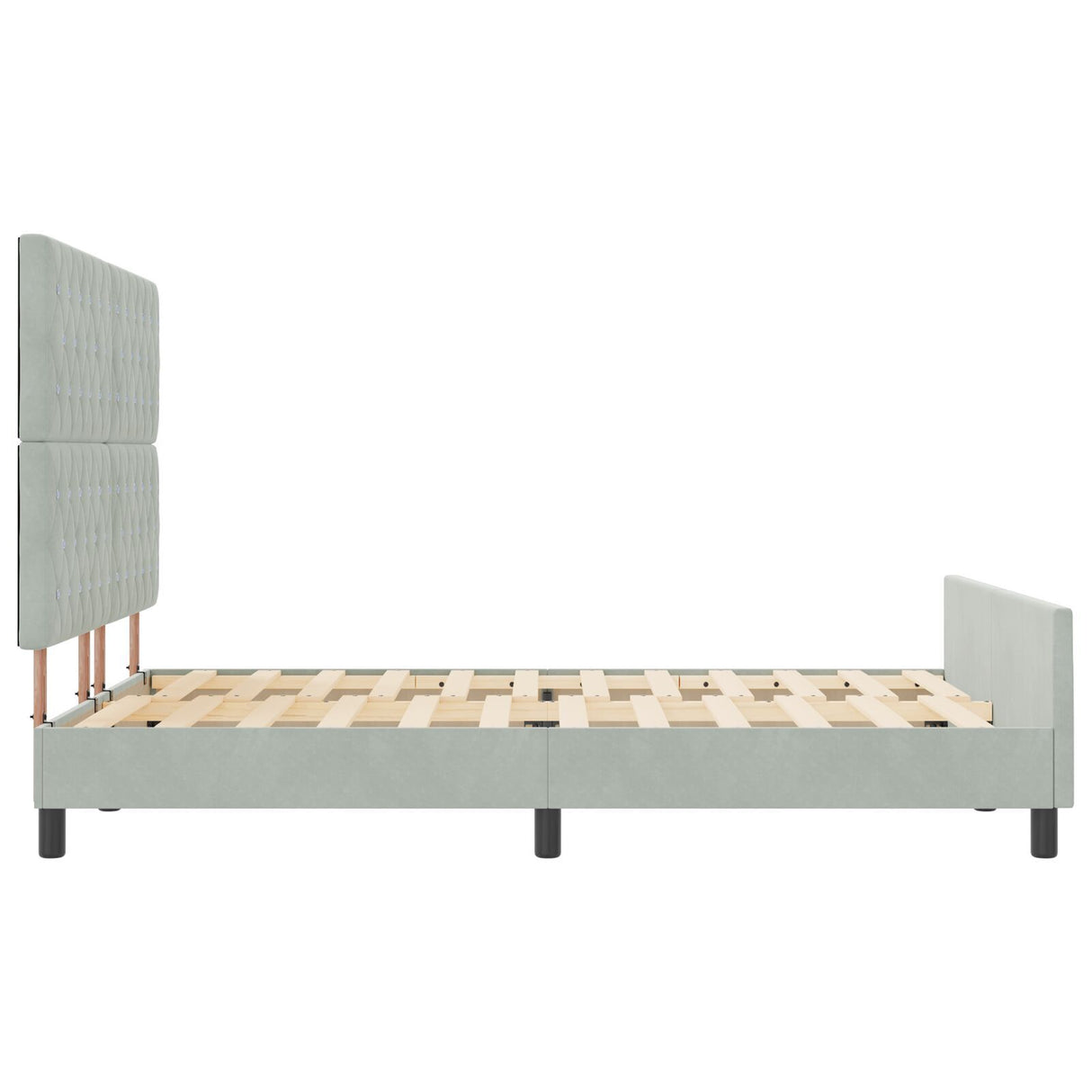 Bed Frame Light Grey 140X190 Cm Velvet