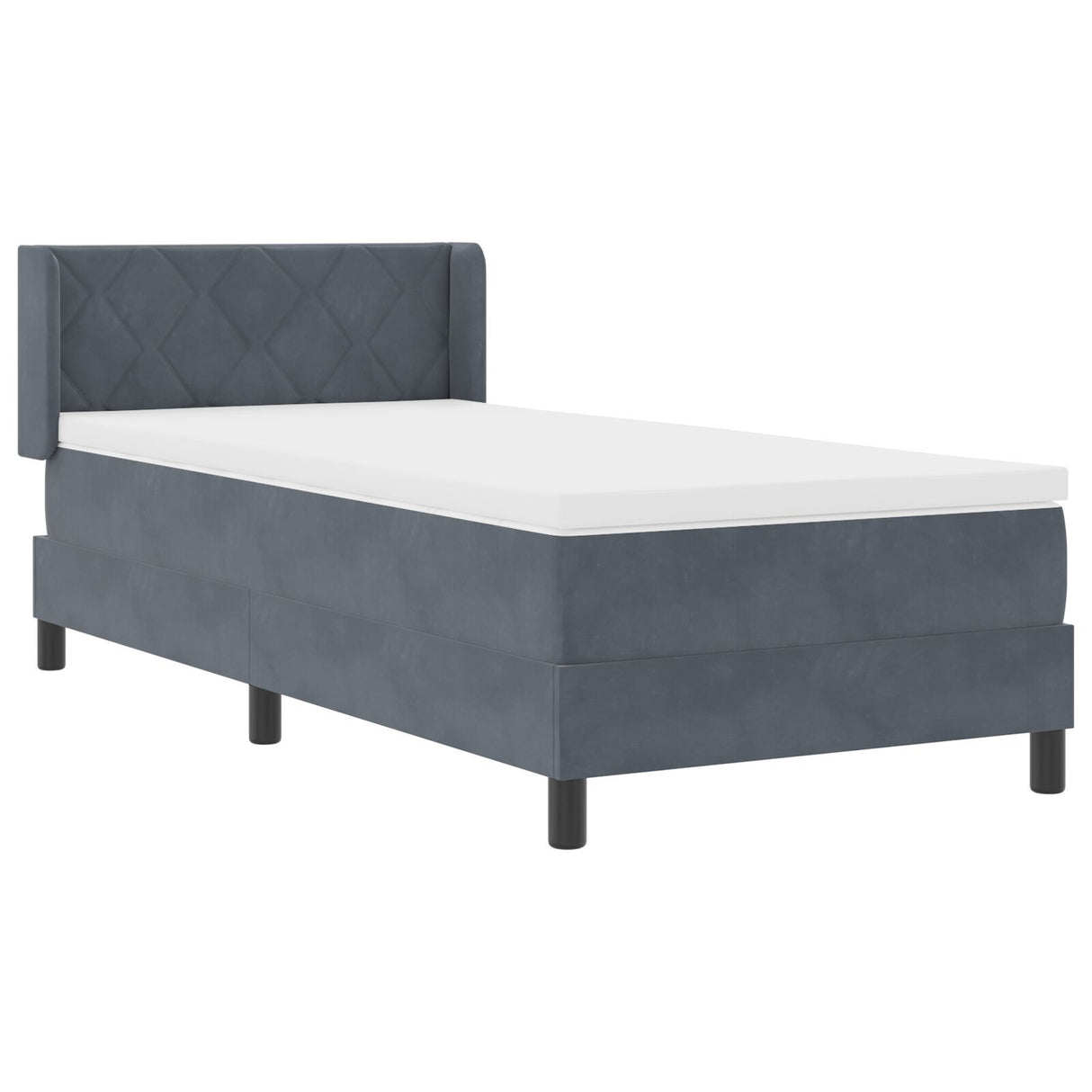 Box Spring Bed With Mattress Dark Grey 90X200 Cm Velvet