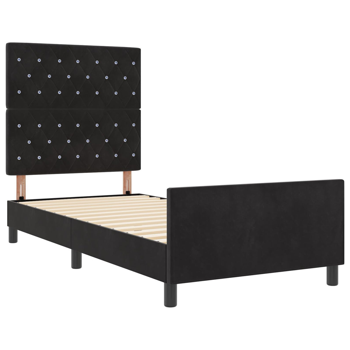 Black Bed Frame 100X200 Cm Velvet