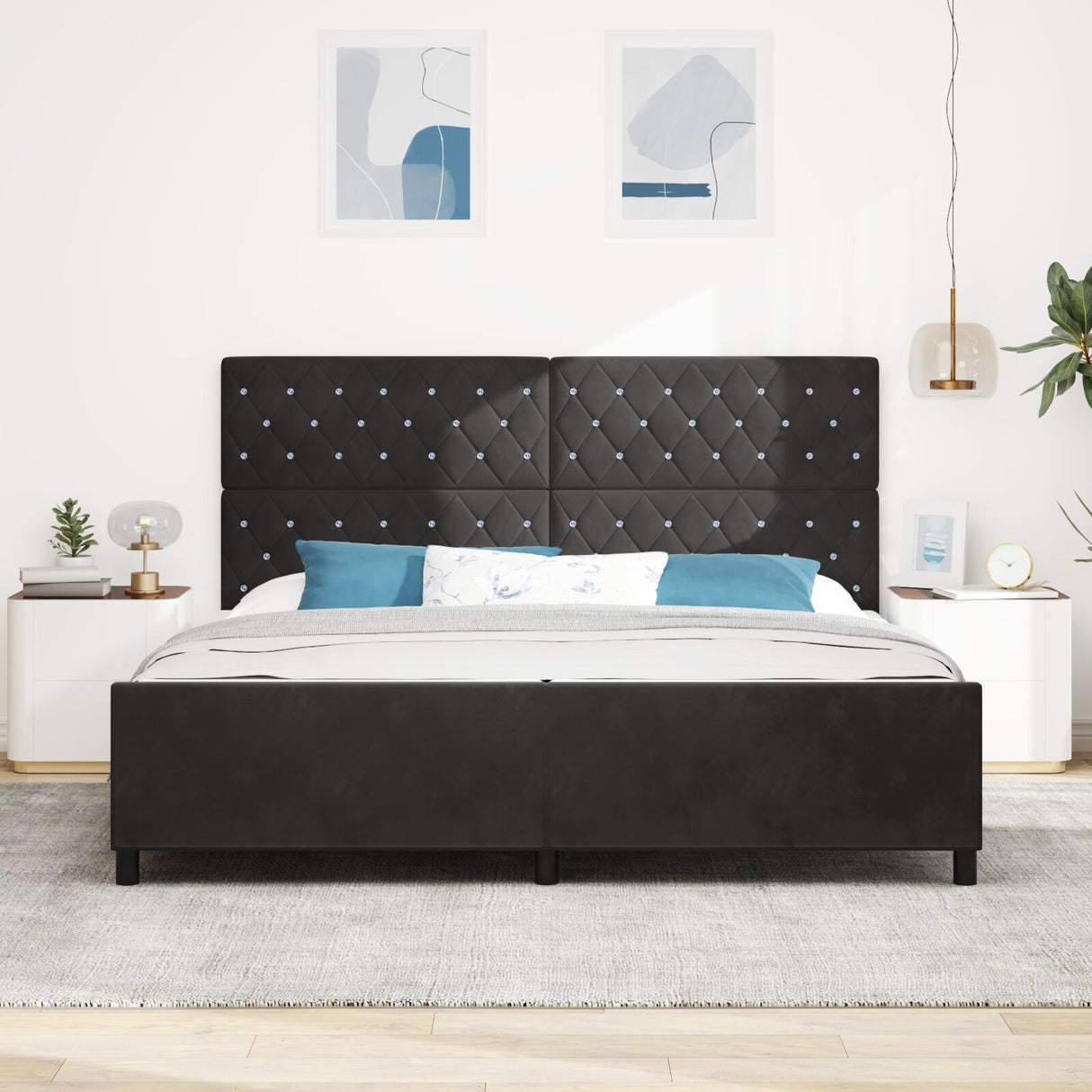 Bed Frame Black 200X200 Cm Velvet