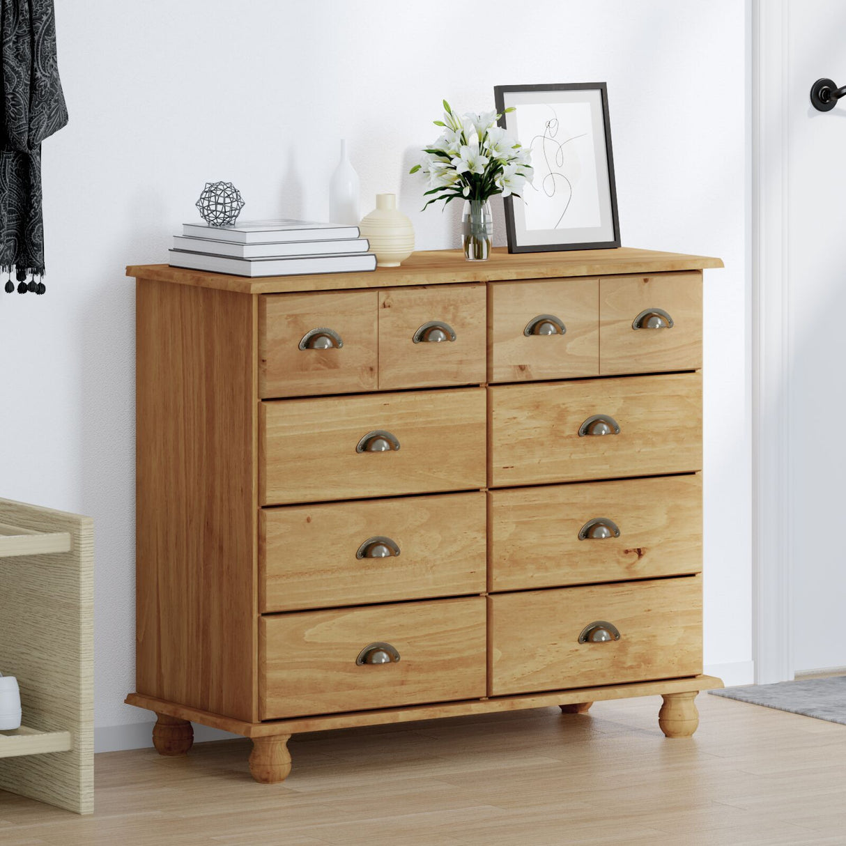 Chest Of Drawers 'Askim'honey 91X40X79 Cm Solid Wood Pine